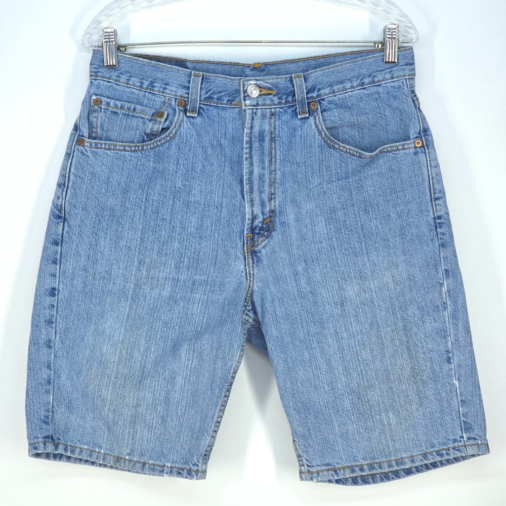 Levi's 505 Light Wash Denim Jean‎ Shorts Mens 33x9.5 Regular Fit Jorts Faded Dad